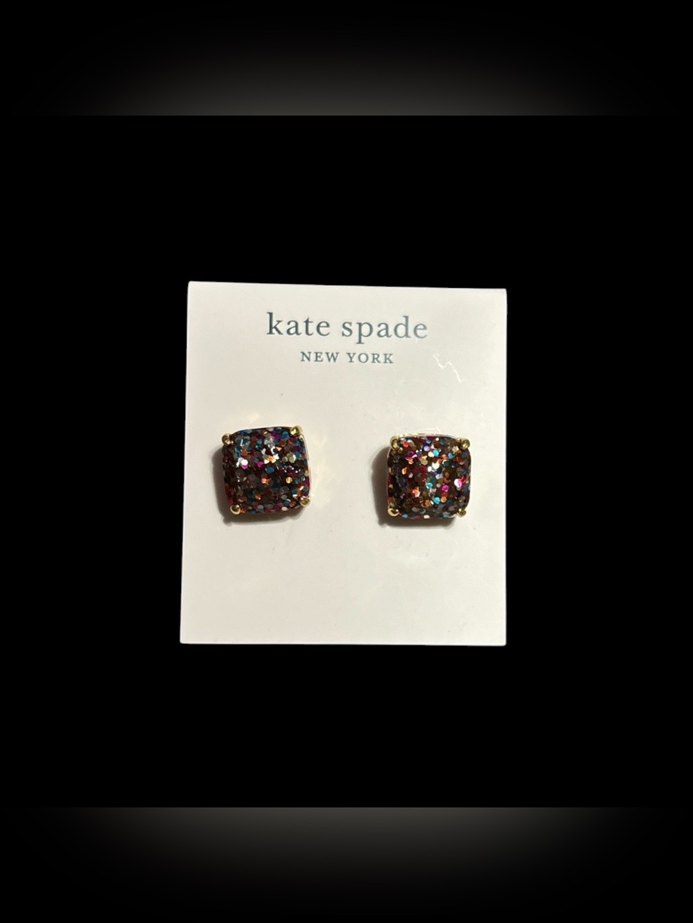 kate spade Gold-Tone Round Stud Earrings with Pink Card